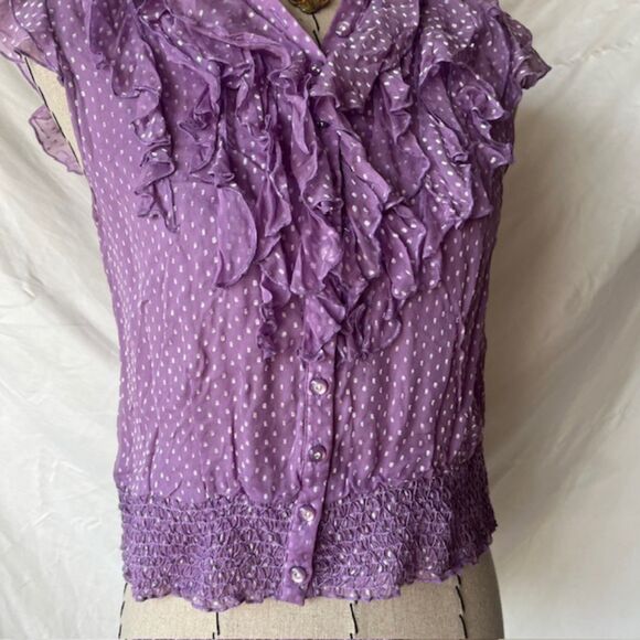 Bebe Xs sheer purple vintage flowy top - Picture 2 of 6